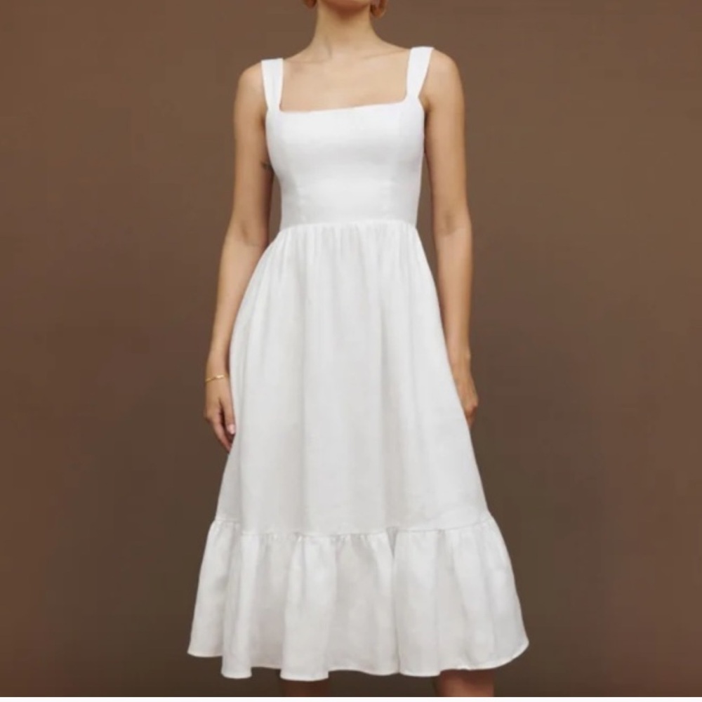 Reformation Bucatini Midi Linen Dress - White